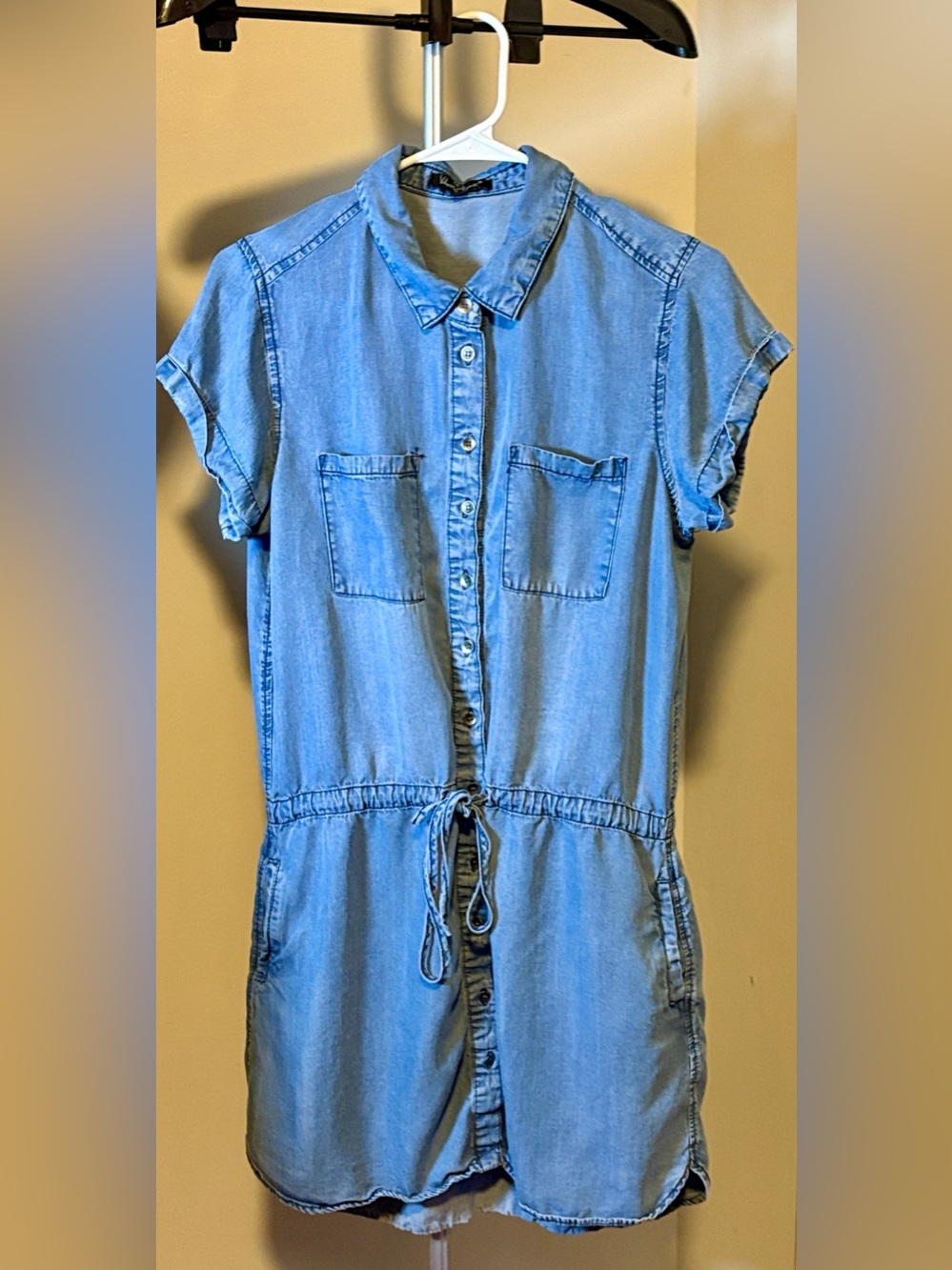 Velvet Heart Light Blue Denim Button-Front Shirt Dress Medium